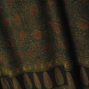 インド 更紗 コットン 生地 サリー 幾何学模様 草花 グリーン系 服生地 プレゼント アジアン クリスマス インド更紗 エスニック インテリア