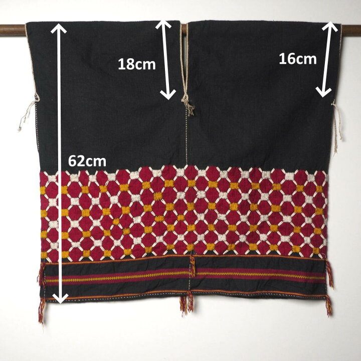 楽天市場】タイ カレン族の民族衣装 刺繍入り ビンテージ布 黒系  