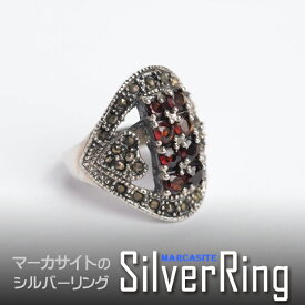 タイ 925天然石シルバーリング 指輪 ガーネット マーカサイト アクセサリー パワーストーン ジュエリー プレゼント アジアン 母の日 エスニック レディース
