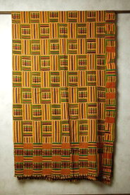 アフリカ ガーナの民族衣装布(ケンテ) イエロー系 セミダブルサイズ プレゼント アジアン 母の日 エスニック マルチカバー コットン インテリア
