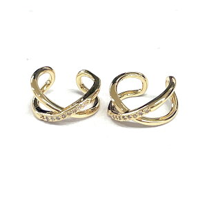 イヤーカフ ジルコニア付クロス 約14mm 1個入 ニッケルフリー ゴールド
