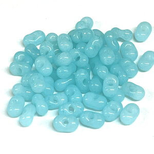 チェコ ファルファーレ (大/3.2mm×6.5mm) 10g入ミルキーアクア チェコガラス 通し穴 穴あり ハンドメイド 手作り パーツ ラインド バタフライ