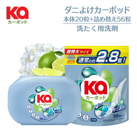 【公式】柔軟剤入り洗剤 ダニよけカーポッド 本体＋詰替セット(合計76粒入り)（本体20粒＋詰替56粒）ジェルマジックボール 無添加 抗菌プラス配合 強力洗浄 ダニ除け 抗菌 ふんわり柔らか 爽やかな香り 【日本製 王子製薬 国内生産】