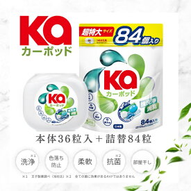 【P3倍5％OFFクーポン】 柔軟剤入り洗濯洗剤 カーポッド 本体＋詰替セット(合計120粒入り)シトラスティー＆ホワイトムスク 無添加 部屋干し対応 4in1 ジェルマジックボール 消臭 抗菌 新生活 爽やか 清潔 洗濯用洗剤 【メーカー直営 王子製薬 国内生産】