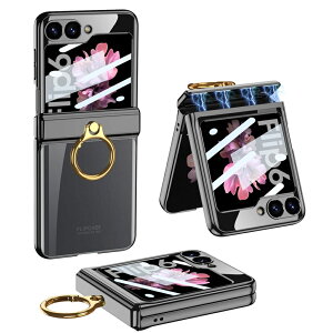 Galaxy Z Flip6 �P�[�X �J�o�[ �N���A �q���W�ی� �����O�t�� �n�[�h�ی�J�o�[�V���R�� ���� �X�g���b�v�z�[���t�� �M�����N�V�[ Z Flip6 / SC-54D / SCG23�ɑΉ� ���� �ϏՌ� �y�� �����ی� ������� 