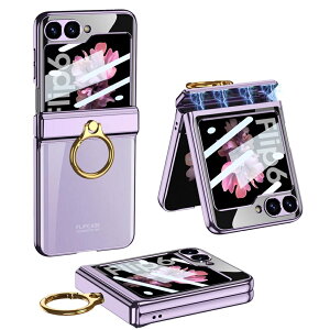 Galaxy Z Flip6 �P�[�X �J�o�[ �N���A �q���W�ی� �����O�t�� �n�[�h�ی�J�o�[�V���R�� ���� �X�g���b�v�z�[���t�� �M�����N�V�[ Z Flip6 / SC-54D / SCG23�ɑΉ� ���� �ϏՌ� �y�� �����ی� ������� 