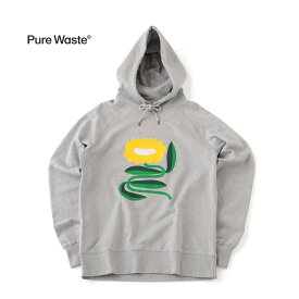 Pure Waste（ピュアウェイスト）Lotta Maija (ロッター マイヤ) コラボレーション "Macarena フーディ ユニセックス フィンランド発 北欧 トレーナー 上 おしゃれ ベーシック アパレル 100％リサイクル生地 グレー 裏起毛 暖か