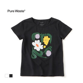 Pure Waste（ピュアウェイスト）Lotta Maija (ロッター マイヤ) コラボレーション Summer Evening レディース Tシャツ ジャパンフィット フィンランド発 北欧 ベーシックアパレル 100％リサイクル生地 リサイクルコットン
