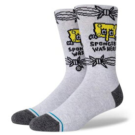 STANCE SOCKS スタンスソックス × SpongeBob スポンジボブBOB WAS HERE　[HEATHER GREY](ハイソックス 靴下 丈長 ホーズ メンズ スケート スケートボード スケボー スポーツ スニーカー ランニングシューズ グレー)