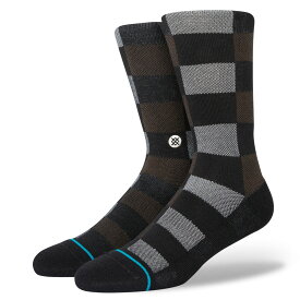 STANCE SOCKS MENS スタンスソックスTRIPLE CHECKSOCKS　[BLACK](ハイソックス 靴下 丈長 ホーズ メンズ スケート スケートボード スケボー スポーツ スニーカー ランニングシューズ 革靴 ドレスシューズ バターブレンド インフィニット ブラック 黒 ブラウン)