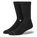 STANCE SOCKS MENS スタンスソックスICON SOCKS　[BLACK WHITE](ハイソックス 靴下 丈長 ホーズ メンズ スケート スケートボード スケボー スポーツ スニーカー ランニングシューズ 革靴 ドレスシューズ ブラック 黒)
