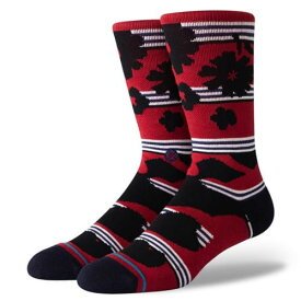 STANCE SOCKS MENS スタンスソックスBERNER SOCKS　[BURGUNDY](ハイソックス 靴下 丈長 ホーズ メンズ スケート スケートボード スケボー スポーツ スニーカー ランニングシューズ 革靴 ドレスシューズ 花柄 フラワー レッド 赤)