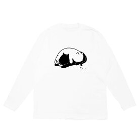 長袖Tシャツ カットソー トップス メンズ レディース ユニセックス 猫 ネコ CAT ワンポイント かわいい ホワイト 白 5.6oz Our.s アワーズ ORIGINAL L/S TEE 送料無料 (WHITE)