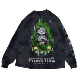 PRIMITIVE プリミティブ × MARVEL マーベルコミックPJ DOOM L/S TEE　[BLACK](長袖Tシャツ ドゥーム コラボレーション ストリート スケート メンズ レディーズ ユニセックス 黒 ブラック カットソー)