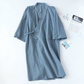 ＼1点5%&2点11%OFF／バスローブ メンズ レディース 寝巻き 浴衣 ナイトガウン 女性 男性 綿100% ガーゼ パジャマ ねまき 介護 寝間着 部屋着 和風 前開き お風呂 浴衣 旅館 温泉 入所 春夏秋 紳士用 婦人用 チエック柄 男夏祭り 花火大会 綿 コットン ナイトウェア 部屋着