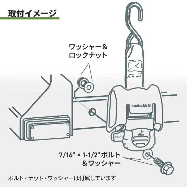 楽天市場】ボートバックル トランサムタイダウンベルト 2本セット 