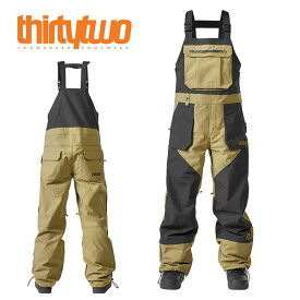 送料無料 スノーボードウェア ThirtyTwo 32 サーティー トゥー BASEMENT BIB PANTS メンズ ビブパンツ ベージュ ブラック スノボ スノーボード ボトムス メンズ サーティーツー 2023-2024冬新作 25%off