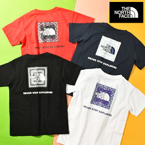 ゆうパケット発送!送料無料 ノースフェイス UV バンダナ柄 半袖Tシャツ キッズ THE NORTH FACE T S/S Bandana Square Logo Tee ショートスリーブ バンダナ スクエア ロゴ ティー 子供 NTT32546 2025春夏新作