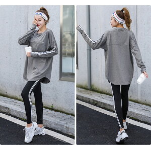 ヨガウェア トップス ロング レディース ホットヨガ フィットネスウェア スポーツウェア ロング 体型カバー レディース ヨガ yoga Tシャツ 水着の上に着る tシャツ ランニング 長袖 ストレッ