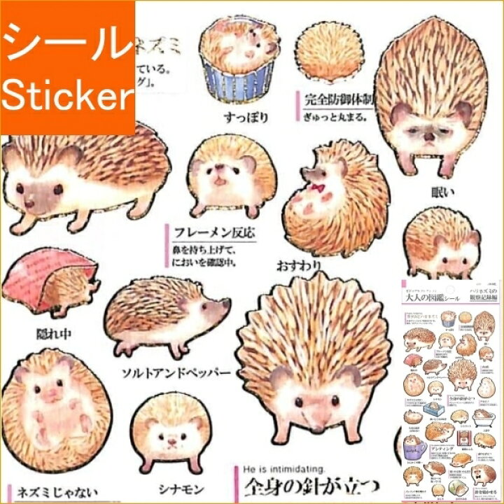 楽天市場】【Vol.3】大人の図鑑シール第3弾 ハリネズミの観察記録編 NO 