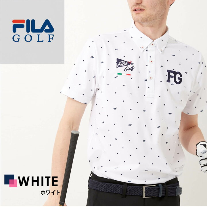 FILAゴルフウェア ポロシャツ M ホワイト、ネイビードット 水玉 通販
