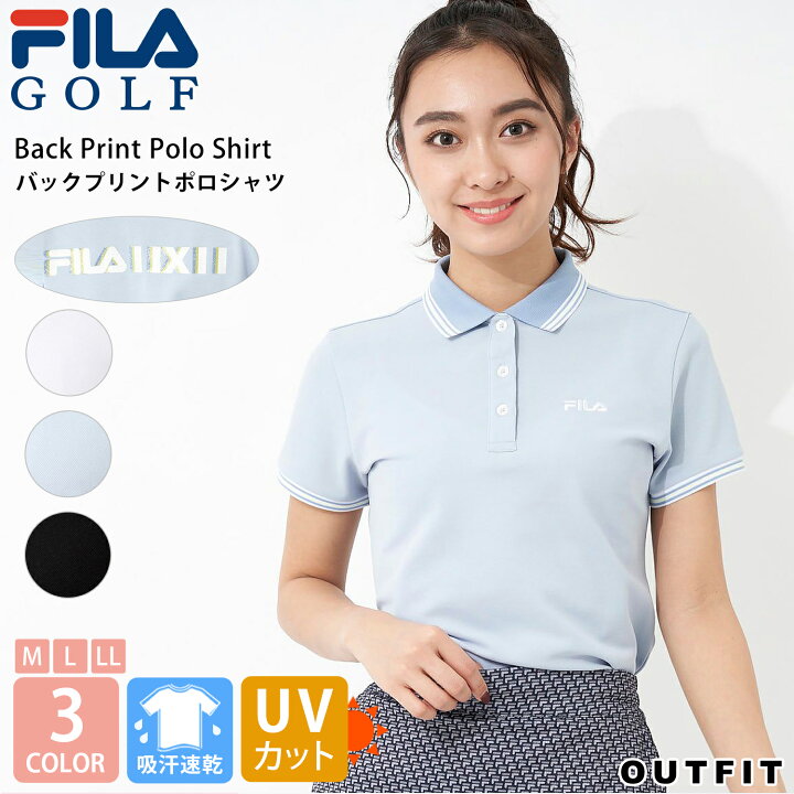 楽天市場 Fila Golf フィラゴルフ ゴルフウェア 半袖 ポロシャツ レディース トップス 吸汗速乾 Uvカット Grs認証 リサイクル素材 バックプリント ロゴ刺繍 ボタンダウン ブランド M L Ll 白 黒 スポーツウェア トレーニングウェア おしゃれ 可愛い 春 夏 Karlas