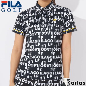 【在庫処分!】 FILA GOLF フィラゴルフ ゴルフウェア シャツ 半袖 レディース 半袖シャツ ブランド 春 夏 総柄 ボウタイ リボン 取り外し可能 ゴルフ スポーツ おしゃれ 接触冷感 UVカット 紫外