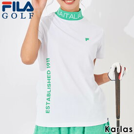 FILA GOLF フィラゴルフ ゴルフウェア Tシャツ 半袖 レディース 半袖Tシャツ ブランド 春 夏 モックネック ゴルフ スポーツ おしゃれ 接触冷感 UVカット 紫外線 日焼け 首やけ 対策 吸汗 速乾 ドライ XS S M L 白 黒