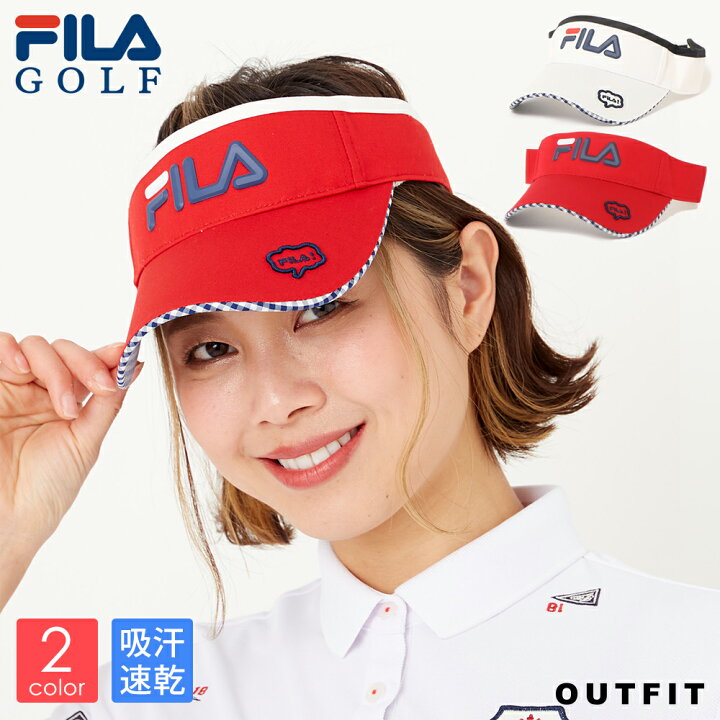 楽天市場 サンバイザー Fila Golf フィラゴルフ レディース 吸汗速乾 撥水加工 ゴルフ 帽子 紫外線 対策 日焼け止め 日よけ つば長 メッシュ ロゴ 刺繍 無地 おしゃれ かわいい ブランド 春 夏 秋 スポーツ プレゼント Karlas Karlas カルラス Outfit