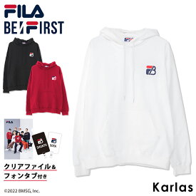 FILA フィラ BE:FIRST パーカー メンズ レディース ブランド 長袖 プルオーバー フーディー ノベルティ付き 韓国 正規品 ロゴ 刺繍 おしゃれ カジュアル コラボ M L ゆったり ブラック 黒 白 赤 学生 高校生 ビーファースト