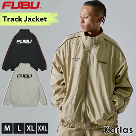 FUBU フブ ジャケット メンズ レディース 長袖 ブルゾン ナイロンジャケット ジャンパー トラックジャケット アウター ブランド パイピング ライン 秋 冬 春 刺繍 XL XXL オーバーサイズ アメカジ ユニセックス 男女兼用 ストリート系 黒 2024SP