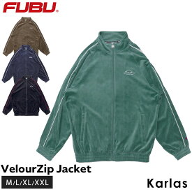 【20%OFFセール】 FUBU フブ ジャケット メンズ レディース 長袖 ベロア ブルゾン ジップアップ フルジップ トップス ブランド 秋 冬 筆記体 ロゴ 刺繍 XL XXL オーバーサイズ アメカジ ユニセックス 男女兼用 ストリート系 黒 2023FW