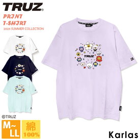 TREASURE TRUZ Tシャツ 半袖 春 夏 レディース メンズ 綿100% コットン クルーネック ロゴ プリント 韓国 正規品 コラボ 白 紺 minini トレジャー トゥルーズ karlas