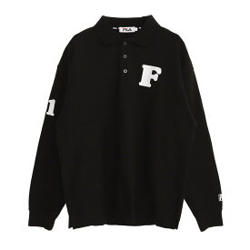 【20%OFFセール】 FILA フィラ ポロシャツ レディース メンズ 長袖 ブランド 綿100% ブランドロゴ ナンバリングワッペン 鹿の子 ボタンダウン ゆったり ドロップショルダー おしゃれ 無地 カジュアル 大きめ トップス ユニセックス 春 秋 黒 白 紺 緑 学生 karlas