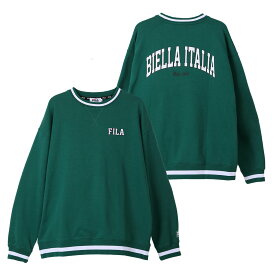 FILA フィラ トレーナー レディース ブランド 長袖 春 夏 スウェット 裏毛 カレッジ ロゴ 刺繍 バックプリント クルーネック ゆったり 大きいサイズ オーバーサイズ カジュアル おしゃれ かっこいい メンズ 黒 白 紺 中学生 高校生 2024ss