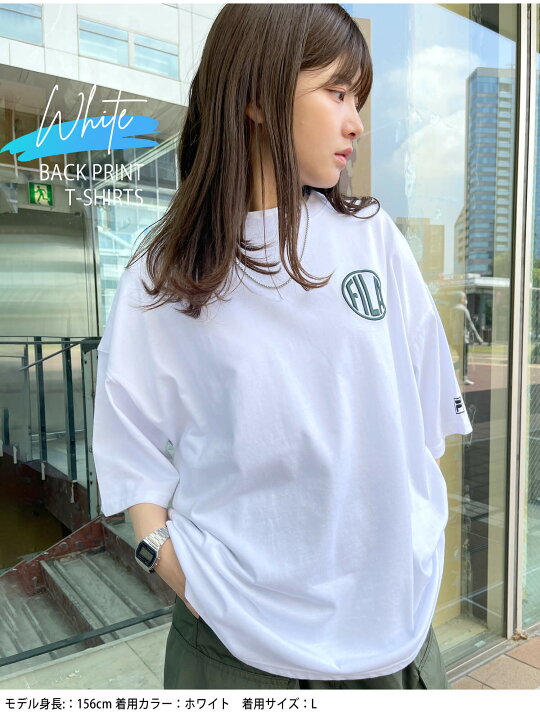 FILA フィラ tシャツ 半袖 レディース メンズ トップス ブランド 春 夏 バックプリント サークルロゴ 刺繍 ゆったり 大きめ オーバーサイズ カジュアル おしゃれ かっこいい 白 黒 青 2023ss Karlas カルラス(OUTFIT) フロントワンポイント・バックプリント サークルロゴ ラグランT