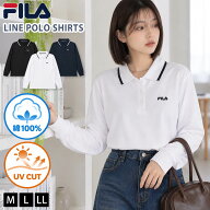 FILA フィラ ポロシャツ 長袖 ブランド レディース 綿100 鹿の子 コットン 無地 ワンポイントロゴ ゴルフ…