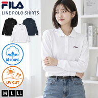 FILA フィラ 長袖 ポロシャツ ブランド レディース 綿100 鹿の子 コットン 無地 ワンポイントロゴ ゴルフ…