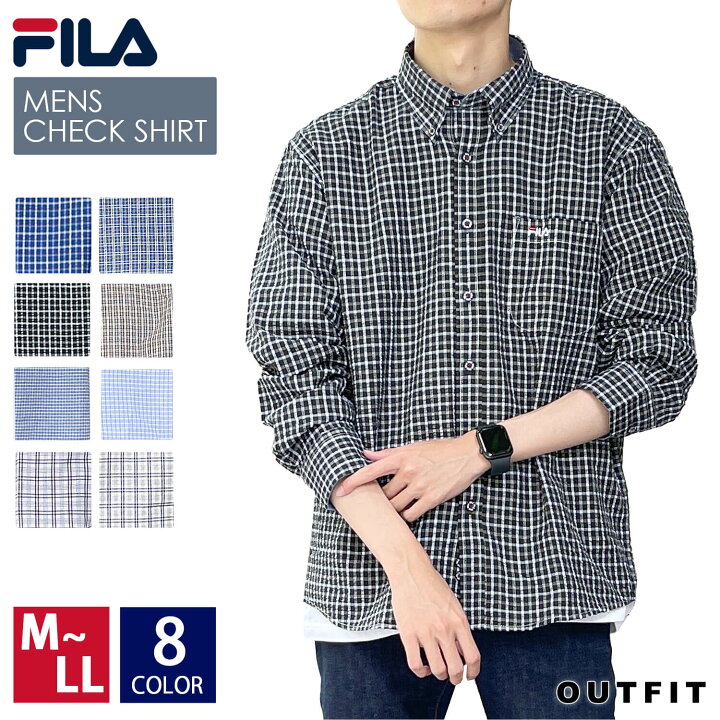 楽天市場 フィラ シャツ メンズ チェックシャツ Fila Yシャツ 長袖 カジュアルシャツ チェックシャツ ネルシャツ ボタンダウン おしゃれ 人気 ブランド 春 秋 メンズファッション 彼氏 プレゼント 黒 青 茶 白 刺繍 ロゴ トップス ワイシャツ 注目 Karlas Karlas
