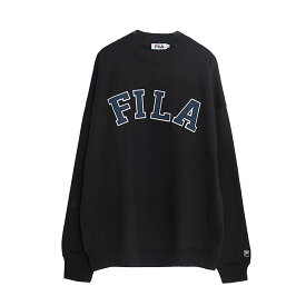 FILA フィラ トレーナー スウェット メンズ レディース プルオーバー ブランド 裏起毛 ビッグシルエット 大きめ ゆったり 秋冬 韓国 カレッジロゴ カジュアル モックネック 男女兼用 ユニセックス 黒 白 ネイビー グリーン スエット karlas別注