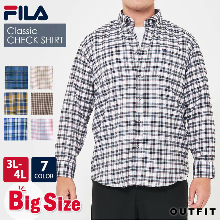 楽天市場 Fila フィラ シャツ メンズ チェックシャツ ネルシャツ 長袖 シャツ 秋冬 秋服 秋物 冬服 冬物 ワイシャツ Yシャツ カジュアル トップス メンズファッション チェック柄 大きいサイズ キングサイズ ブランド 人気 おしゃれ プレゼント Karlas Karlas カルラス