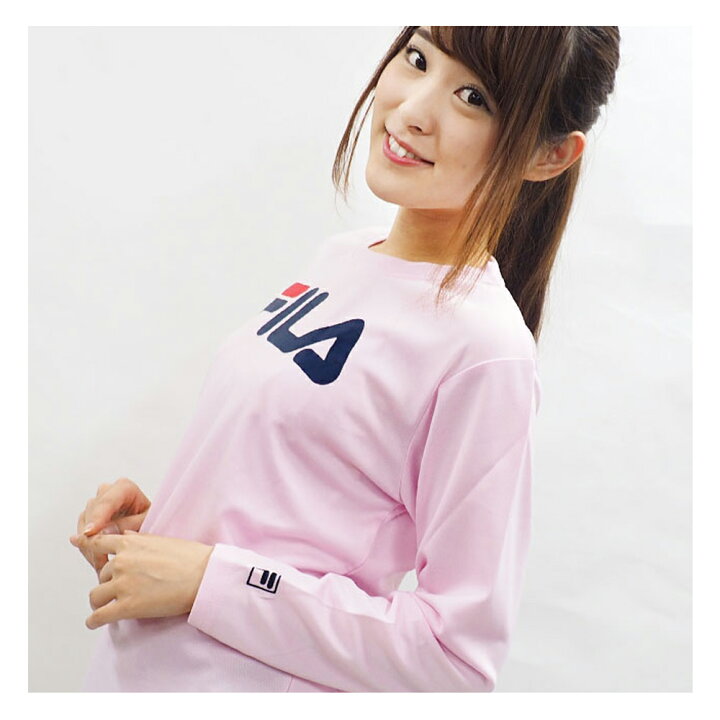 Fila フィラ Tシャツ レディース 長袖 おしゃれ 可愛い 人気 スポーツ ブランド カットソー ロング 女性 トップス シンプル 刺繍 ロゴ 黒 白 大人 学生 カジュアル 春 秋 レディースファッション 注目 プレゼント 中学生 高校生 Karlas Karlas