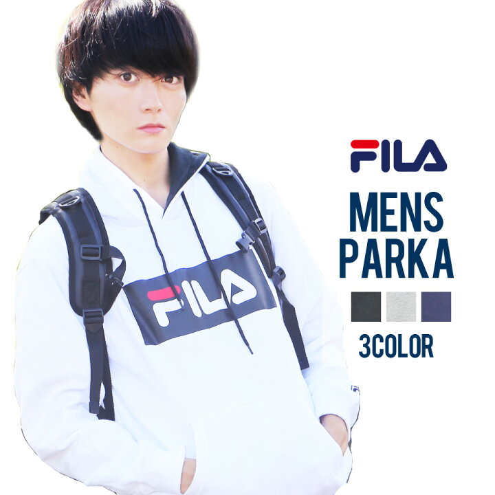 楽天市場 ポイント5倍 Fila フィラ パーカー メンズ ブランド トレーナー おしゃれ プルオーバー 長袖 プルパーカー 人気 秋 冬 服 メンズファッション 黒 白 帽子 フード ロゴテープ 刺繍ロゴ かっこいい プレゼント 注目 Outfit ギフト Outfit