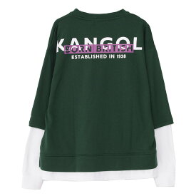 KANGOL カンゴール トレーナー 裏毛 長袖 レディース プルオーバー 綿100% バックプリント ブランド 大きいサイズ レイヤード おしゃれ ゆったり スポーツ ストリート カジュアル シンプル 黒 白 グレー ベージュ グリーン パープル 秋 冬 ユニセックス karlas