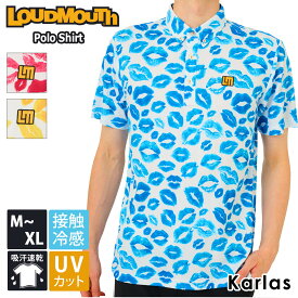 【GW限定!クーポンで30%OFF】 LOUDMOUTH ラウドマウス ゴルフウェア ポロシャツ メンズ 半袖 ハーフボタンダウン スポーツブランド 春夏 接触冷感 涼しい 吸汗速乾 UVカット 日焼け対策 総柄 LL XL XXL