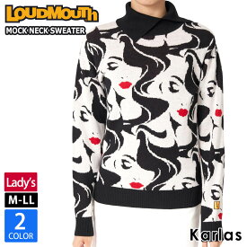 LOUDMOUTH ラウドマウス メンズ レディース セーター ゴルフウェア ブランド 秋 冬 ロゴ モックネック プルオーバー トップス 防寒 大きいサイズ カジュアル 黒 白 灰色 2023fw karlas