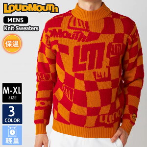 【在庫売り尽くし!】 ラウドマウス ゴルフウェア メンズ セーター ブランド ロゴ 秋 冬 ニット 軽量 5者混 モックネック プルオーバー トップス 防寒 総柄 おしゃれ 派手 カジュアル M L LL XL