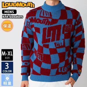 【在庫売り尽くし!】 ラウドマウス ゴルフウェア メンズ セーター ブランド ロゴ 秋 冬 ニット 軽量 5者混 モックネック プルオーバー トップス 防寒 総柄 おしゃれ 派手 カジュアル M L LL XL