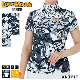 LOUDMOUTH ラウドマウス ゴルフウェア Tシャツ 半袖Tシャツ 半袖 レディース トップス 夏 春 秋 冬 オールシーズン 吸水速乾 UVカット 派手 S M L LL 大きいサイズ ブランド カジュアル スポーツ 黒 白 グレー プレゼント karlas