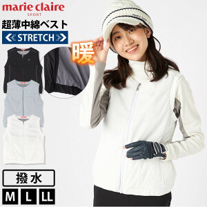 マリクレールゴルフ marie claire GOLF ゴルフウェア ベスト レディース 薄中綿 ジップアップ 秋冬 ブランド ストレッチ 撥水 保温 軽量 ワンポイント 刺繍 トップス アウター おしゃれ きれいめ